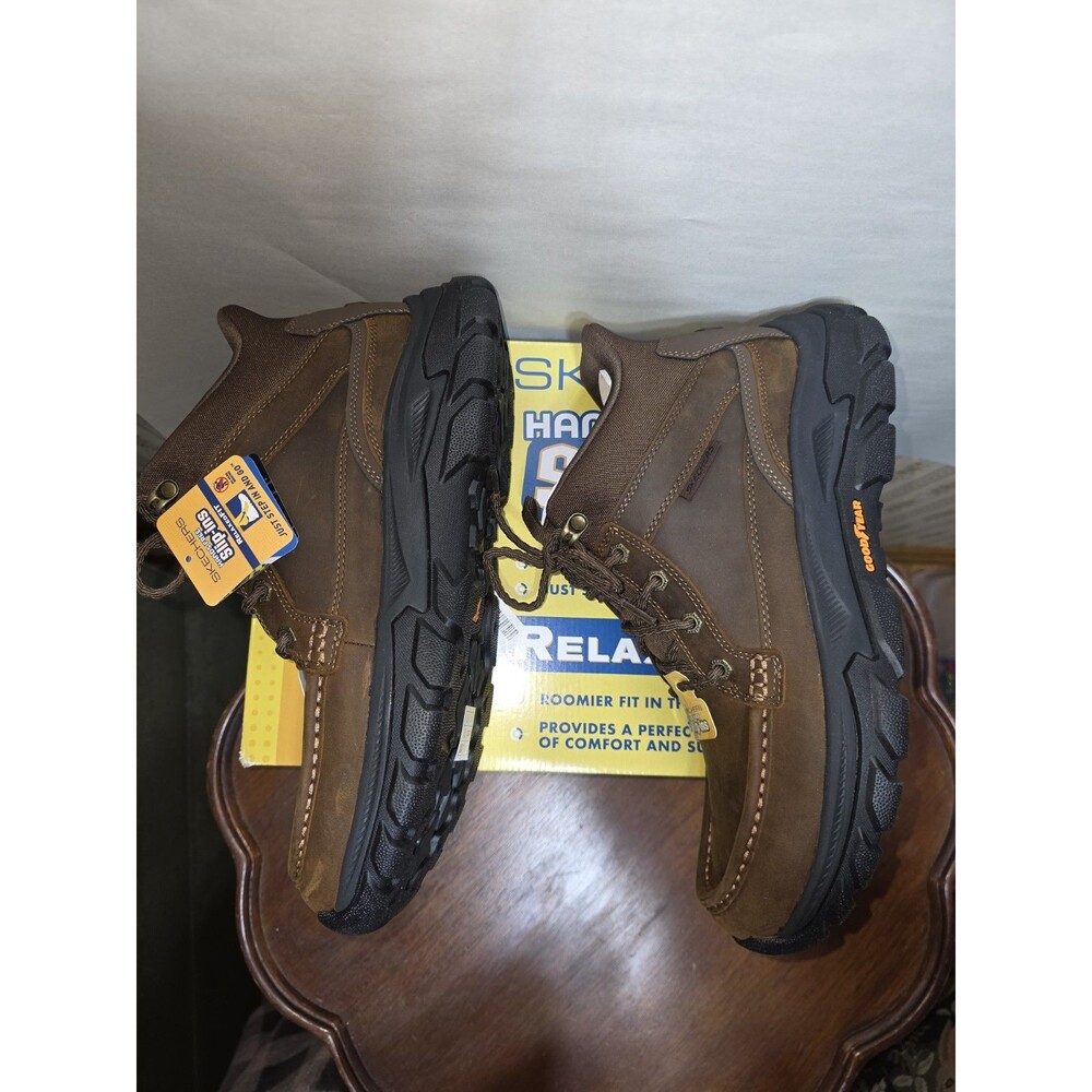 Skechers Slip-Ins Respected 2.0 Hagler Brown Boots Men's 11 Goodyear NWB - Picture 3 of 11